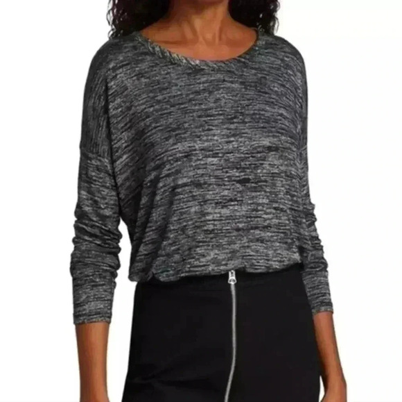Rag & Bone  Hudson Long-Sleeve Tee Marled Grey Relaxed Fit Women's size Medium - Picture 2 of 9